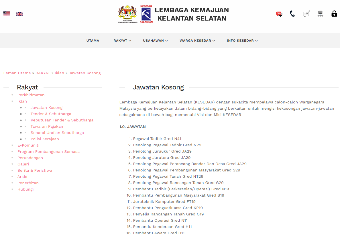 Jawatan Kosong Terkini di Lembaga Kemajuan Kelantan 