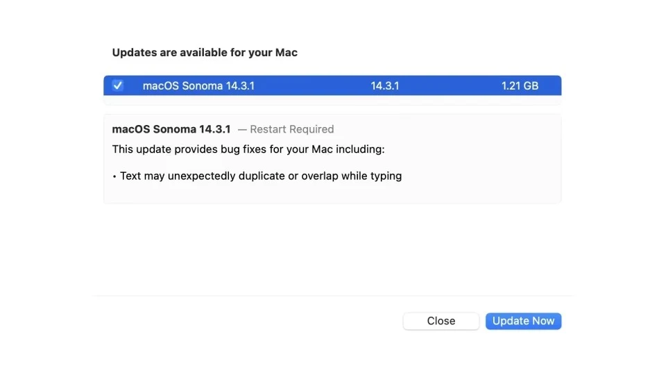 macOS Sonoma 14.3.1 開放更新！修復文字重疊錯誤