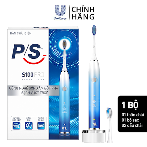 Bàn Chải Điện P/S S100 PRO - Công Nghệ Sóng Âm, Chải Sạch Mảng Bám Tới 10X - Xanh Ombre