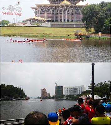 Sarawak Regatta at Kuching Waterfront with the DUN (Sarawak State Legislative Assembly Building) in the background