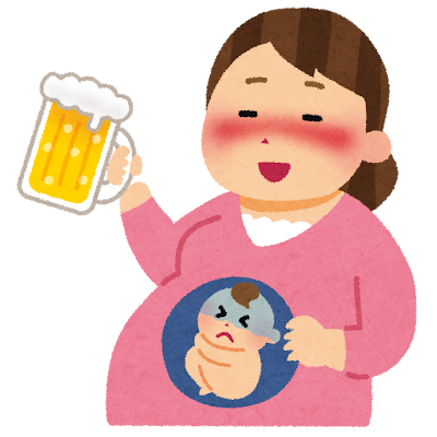 妊娠中にお酒を飲む女性のイラスト
