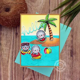 Sunny Studio Stamps: Sealiously Sweet Tropical Scenes Hello Word Die Everyday Card by Vanessa Menhorn