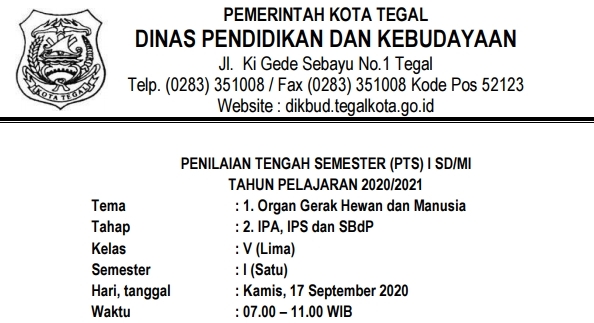  Soal  Penilaian Tengah Semester PTS I Tema 1 Tahap 2 