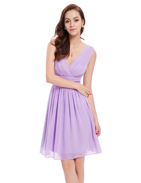 Short Sleeveless Party Dress with V-Neck (Price:$39.99)