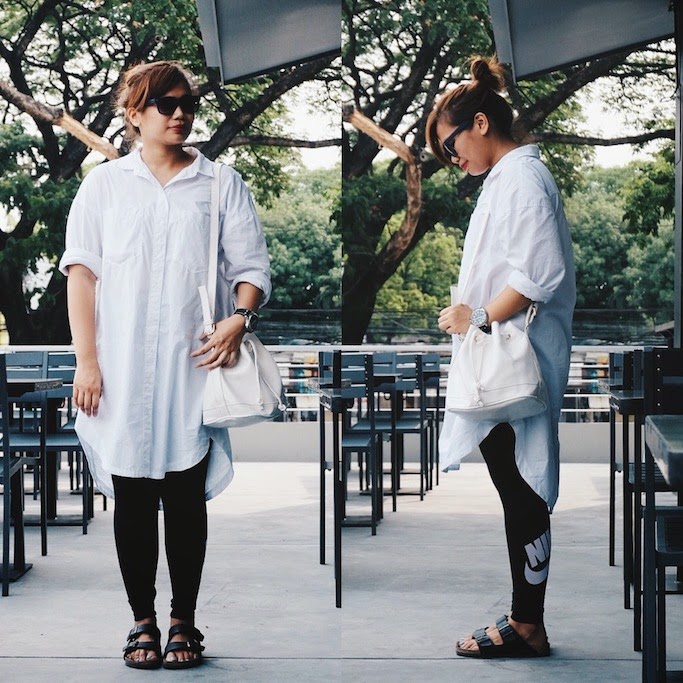 ... Sandals - Birkenstock | White Bucket Bag - SM Parisian | Photos - @