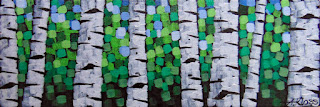 Summer Through The Birches No. 1 - 3, acrylic on canvas by artist aaron kloss