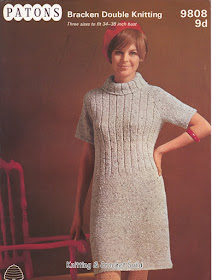1960s vintage knitting pattern; short sleeved dress.  