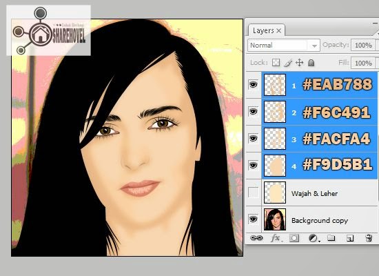 proses tracing wajah vector di photoshop - tutorial membuat vector di photoshop - membuat foto menjadi kartun dengan photoshop