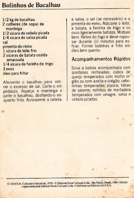 RECEITA DE BOLINHO DE BACALHAU