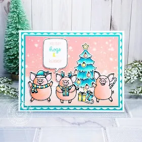 Sunny Studio Stamps: Hogs & Kisses Frilly Frame Dies Seasonal Trees Woodland Border Dies Santa Claus Lane Winter Themed Holiday Card by Ana Anderson