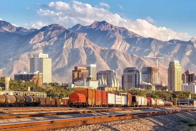 A railway and the city of Salt Lake City