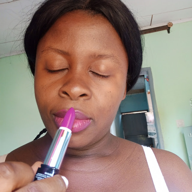 Trying On My New Purple Lipstick From L.A. Colors & Review