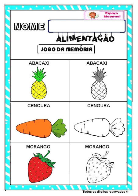 Dia da saúde e nutrição,jogo da memória