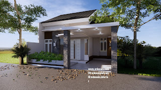 Model Rumah Minimalis 3 kamar 7x12 Taman Luas