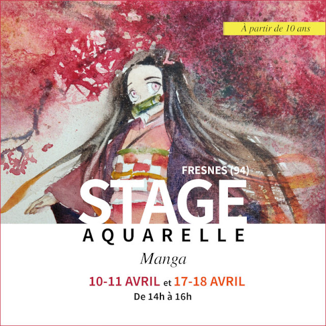 stage, aquarelle et manga, 10 ans et +, MJC de Fresnes, stage peinture, stage illustration, stage art, stage enfant, stage ado, février