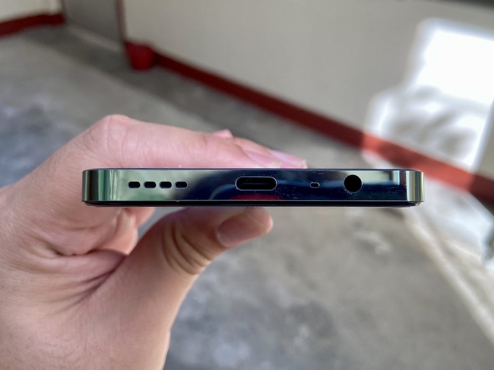 realme 12 5G USB Type-C Charging Port, downward-firing speaker, Primary Microphone, and 3.5mm Audio Jack