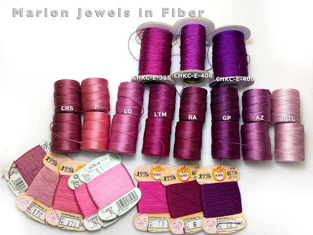 Compare C-Lon Bead Cord Colors with Silks and Chinese Knotting Cord