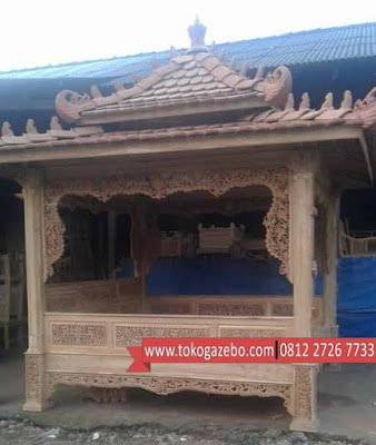 Gazebo Ukir Jati Jepara Atap Tingkat 1