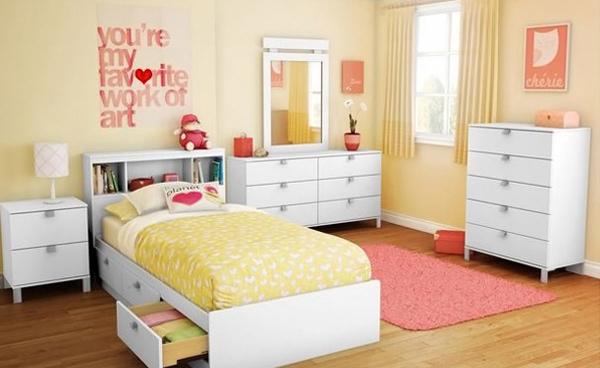 Kamar Tidur Modern Bertema Warna Kuning