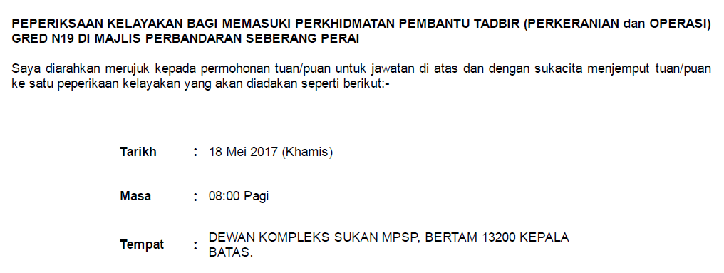 Exam Kelayakan Pembantu Tadbir (Perkeranian dan Operasi 