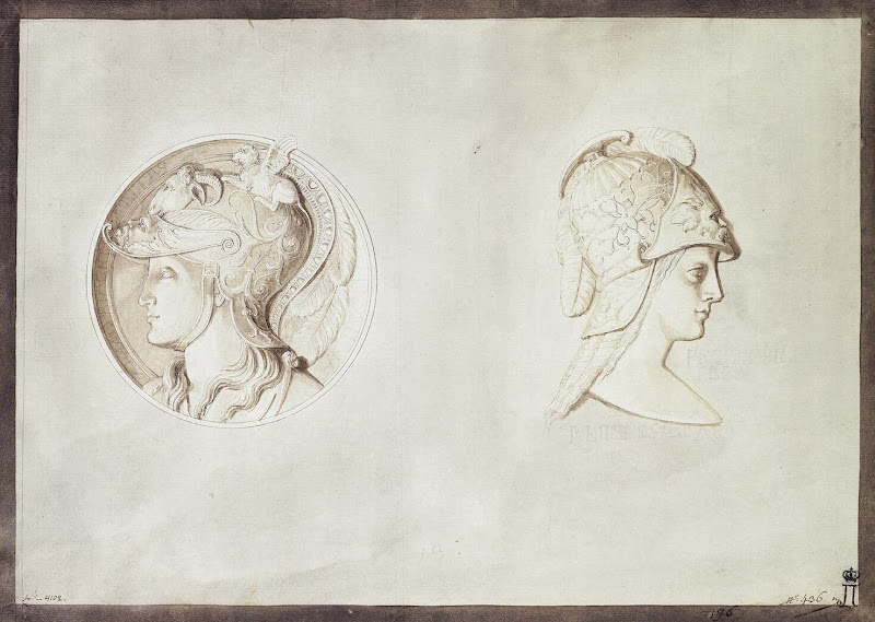 Marbre Bas-Relief with the Depictions of Zenobia and Penthesilea in Profile by Jean-Pierre-Laurent Houel - Portrait Drawings from Hermitage Museum