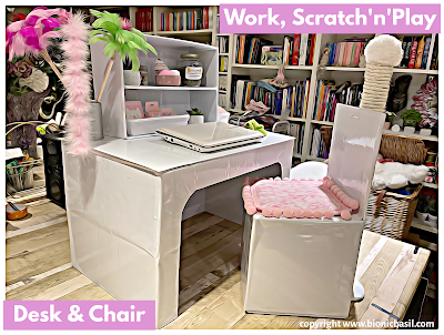 Easter Crafting with Cats ©BionicBasil® The Work, Scratch'n'Play Desk and Chair