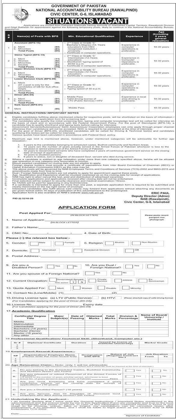 NAB Jobs 2021 Latest Advertisement