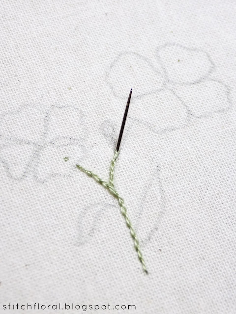 Primrose botanical embroidery: freebie & tutorial