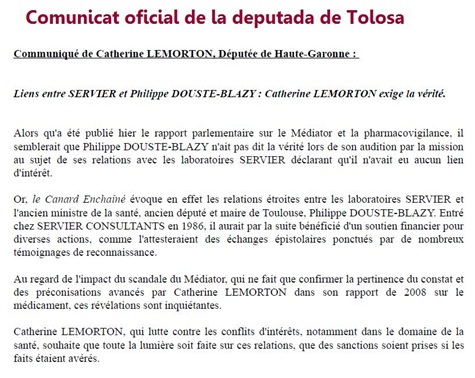 comunicat Lemorton Douste-Blazy