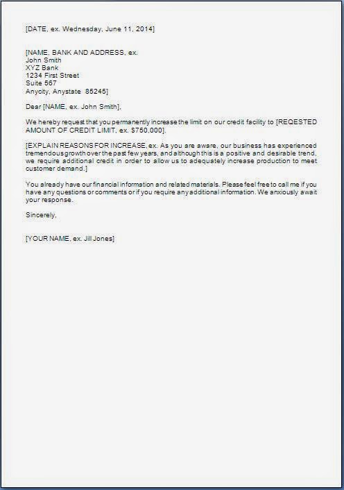 Request Letter to Bank for Increase in Credit Limit