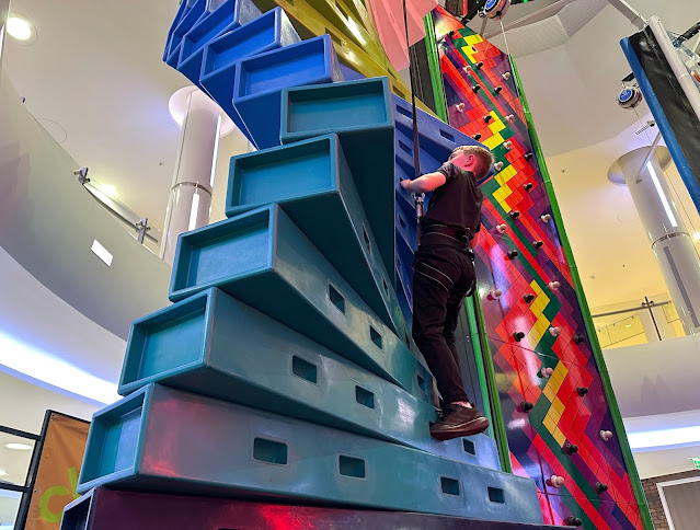 Clip n Climb Metrocentre review, climbing colourful wall