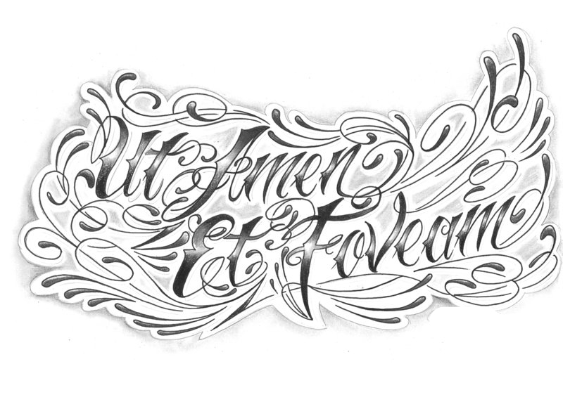 Chicano Script Flowers Tattoo In Tattoos