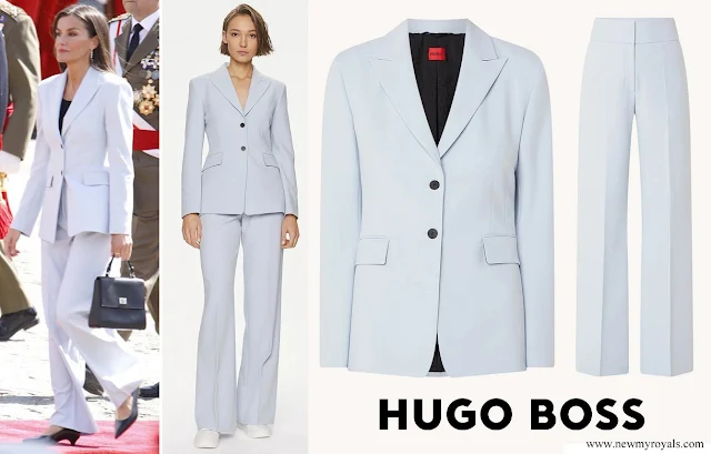 Queen Letizia wore HUGO BOSS Asmalla Blazer and Hugo Boss Himia Trousers