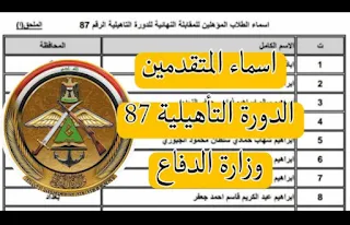 اسماء المتقدمين الدورة التأهيلية 87