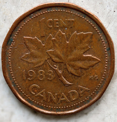1983 Canadian Cent, Far Beads Reverse