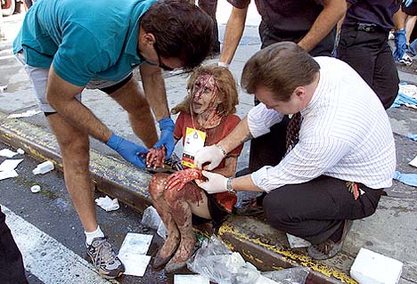 twin towers attack pictures. A victim from the World Trade