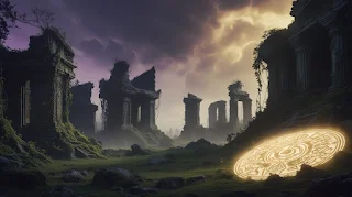 Iconic scene from The Elder Scrolls IV: Oblivion showing the Imperial City at sunset