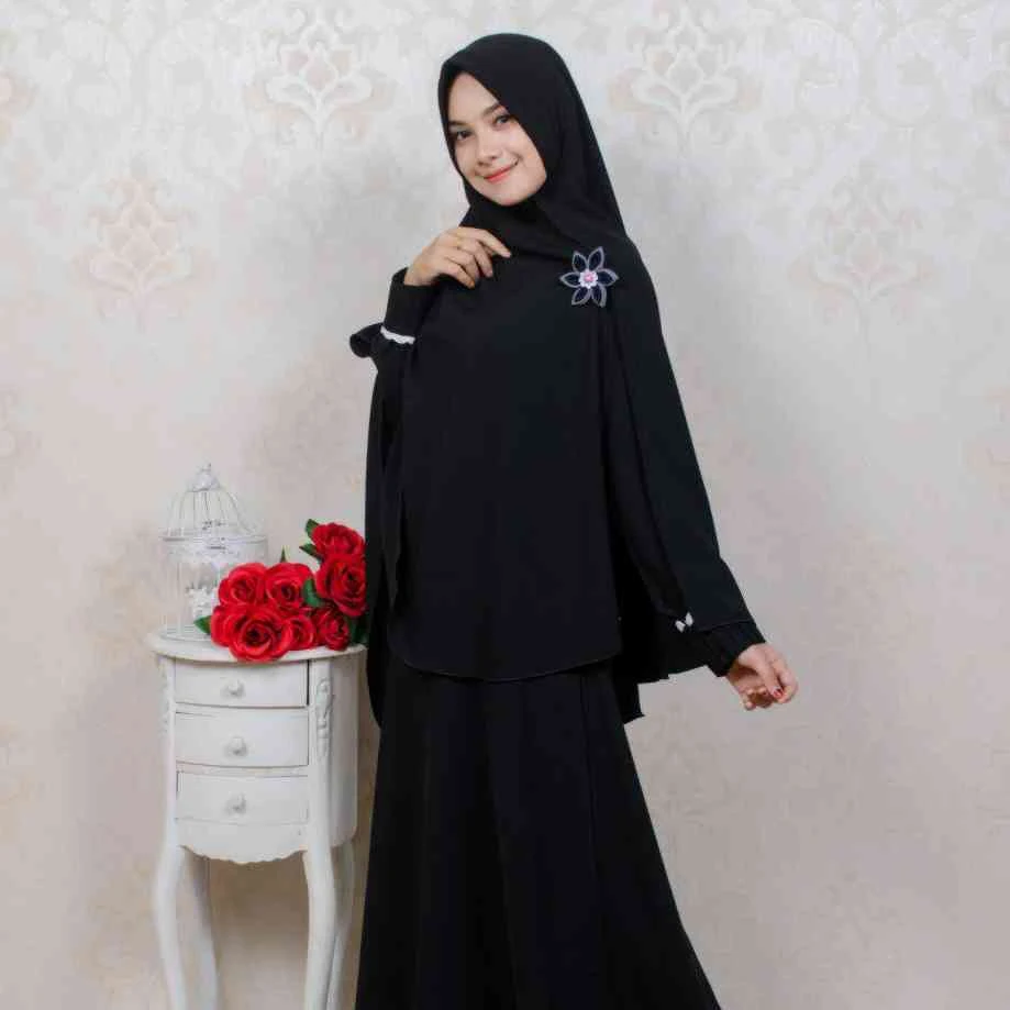 Gamis Warna Hitam Polos Simple Model Terbaru Gamis - Baju gamis pesta warna hitam