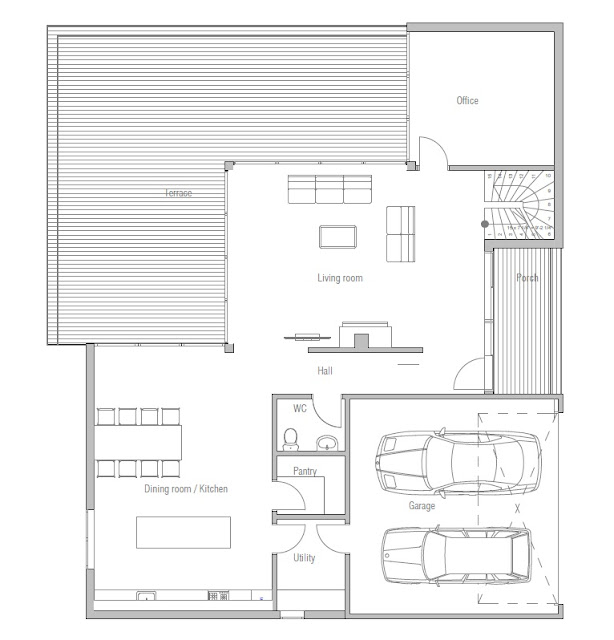 Contemporary Home CH168, 1 Floor