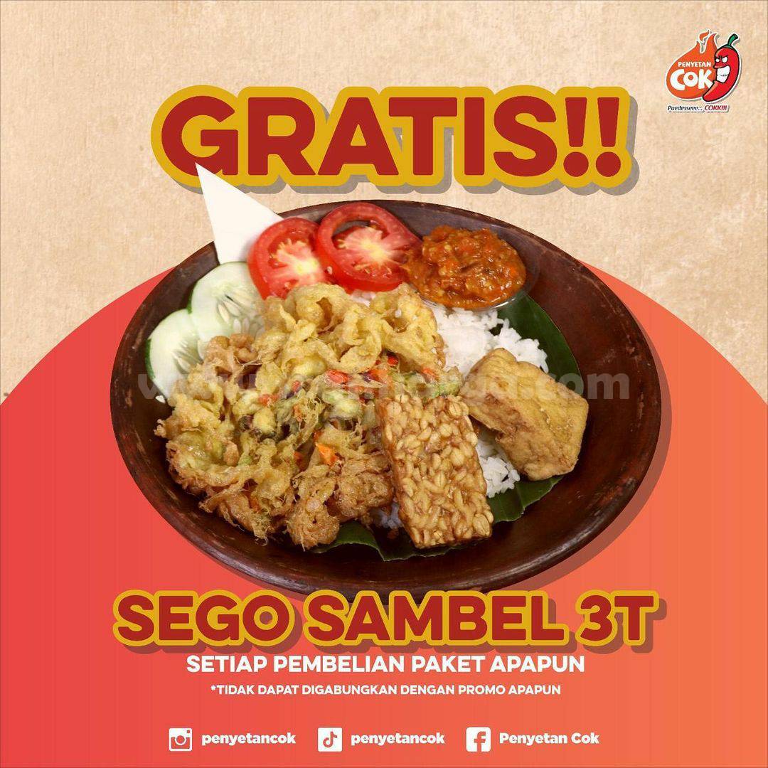 Promo Penyetan Cok Gratis Sego Sambel 3T