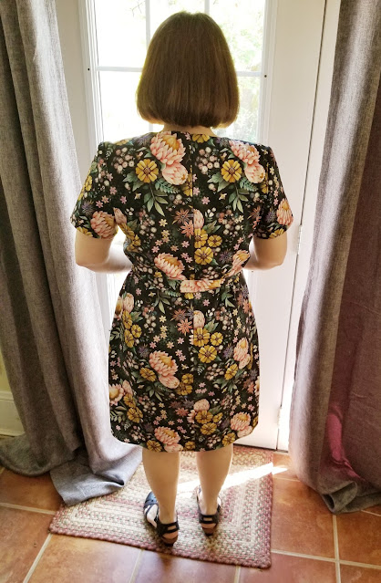 Back of black floral dress