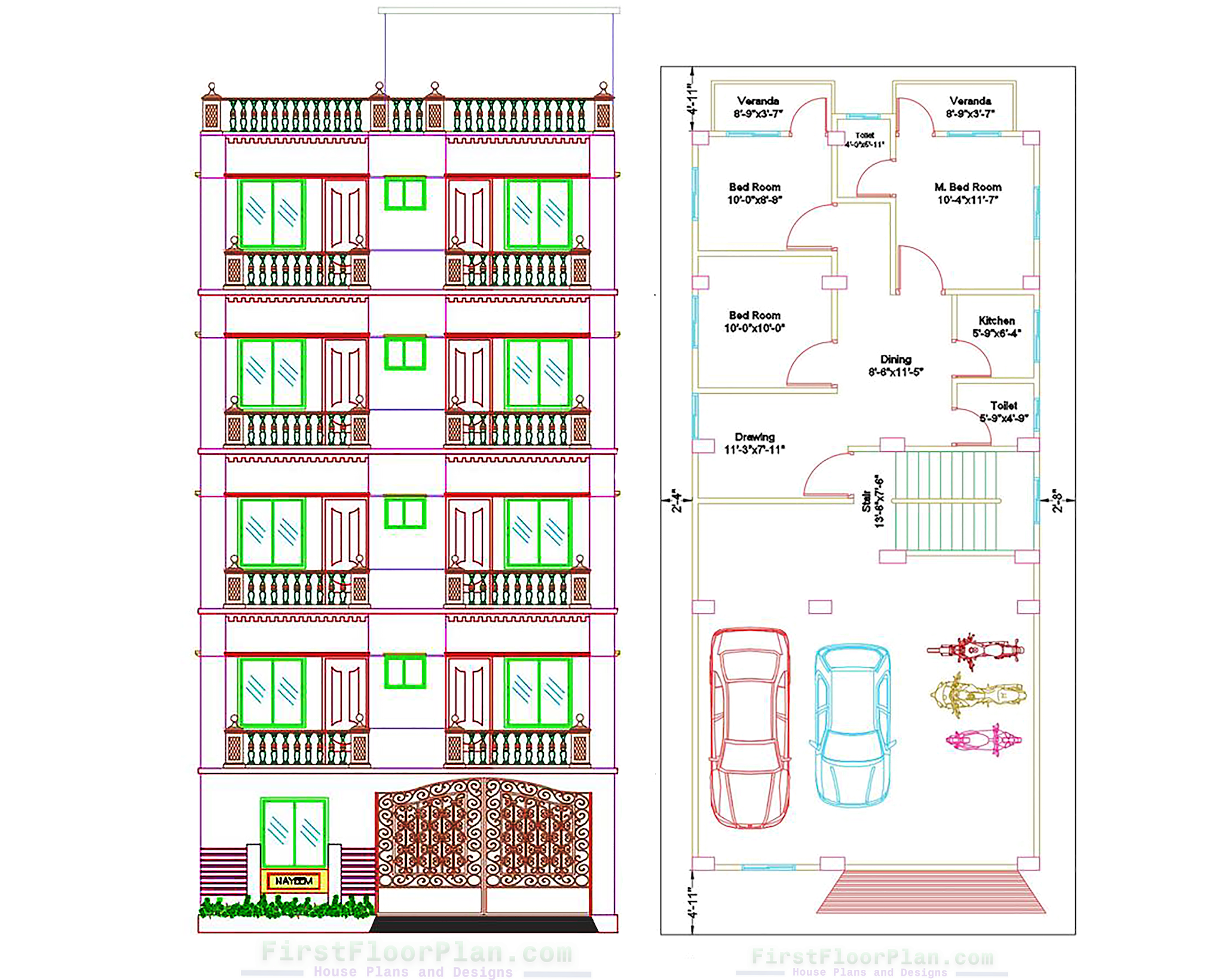 6 Storey Building 2D Designs in AutoCAD 2020