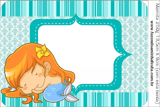 Baby Mermaid: Free Printable Candy Bar Labels.