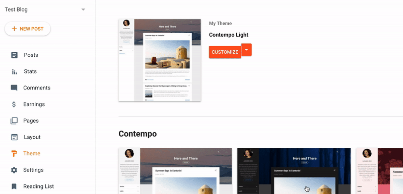 Upload theme to Blogger