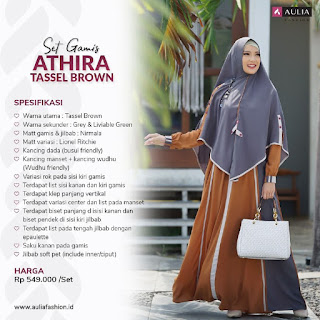 Koleksi Gamis Syari Muslimah Athira Tassel Brown Set Syari by AULIA Fashion