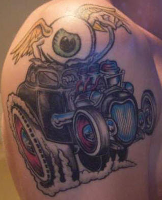 Well have a quick look through these pictures of various cool car tattoos.