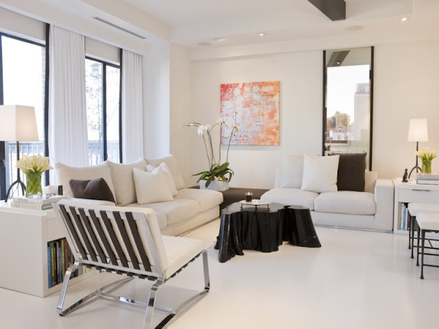 Photo of beautiful black and white decorated living room