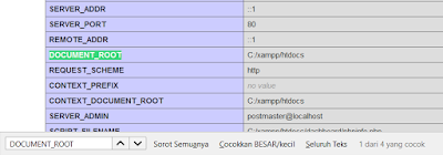 Ketik DOCUMENT_ROOT pada bilah pencarian