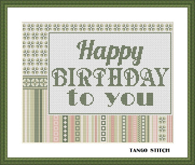 Happy Birthday greeting card cross stitch pattern