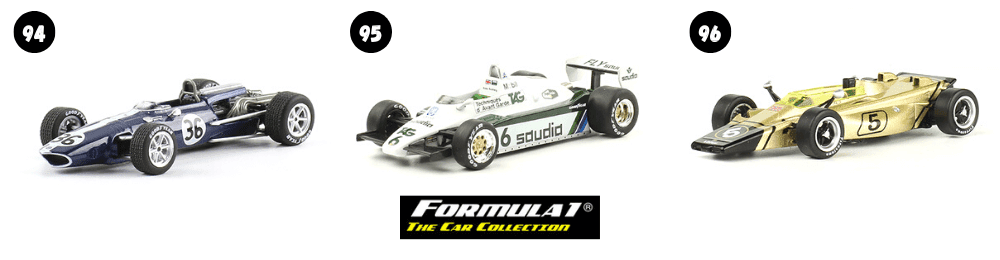 f1 the car collection, eagle mk1 1:43 dan gurney, williams fw08 1:43 keke rosberg, lotus 56b 1:43 emerson fitipaldi